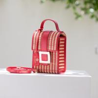 ราคา Chaksarn กระเป๋าเสื่อกกทอมือผสมหนังวัวแท้รุ่น Tally กระเป๋าสะพายใบเล็กใส่โทรศัพท์ (22021470022)