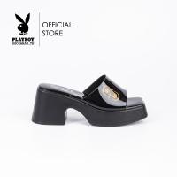 ราคา Playboy รองเท้าส้นหนา ลิขสิทธิ์แท้ รุ่น ST HS242C108 ดีไซน์สกรีนโลโก้ มี 2 สี สีดำและสีชมพู (21936603433)