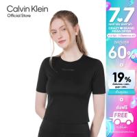 ราคา CALVIN KLEIN เสื้อยืดแขนสั้นผู้หญิง Front Logo T Shirt ทรง Slim Fit รุ่น 4WS4K238 001 สีดำ (21449224659)