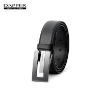 ราคา DAPPER เข็มขัดผู้ชาย หนังแท้ Brick Plaque Buckle Leather Belt สีดำ (21887448679)