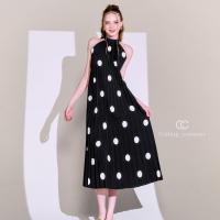 ราคา CALLING COSTUME เดรสอีดพลีทสีดำลายจุดสีขาว สวยหรูหรา ผ้าพลิ้วมีน้ำหนัก ใส่สบาย ลุคนี้แมชง่าย Dress CL807 (21725402845)