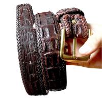 ราคา เข็มขัดสายหนังจระเข้ สีนำตาลเม็ดมะขาม รุ่นสองกระดูกคู่ (21585528395)