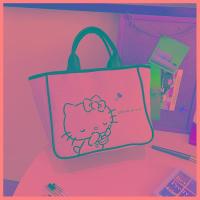 ราคา ถุงหิ้วผ้าใบของแท้ลายคิตตี้เฮลโลคิตตี้กระเป๋าผู้หญิงกระเป๋าใส่ปิ่นโตพร้อมข้าวและอาหารสำหรับไปทำงานกระเป๋าใส่กล่องอาหารความจุใหญ่ (19834468060)