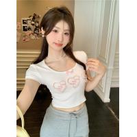 ราคา YIYI SHOP เสื้อผ้าแฟชั่นผู้หญิง เสื้อครอป ไหมพรม แขนสั้น คอเหลี่ยม รุ่น3591 (21957680106)