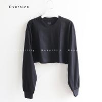 ราคา Crop เสื้อครอปแขนยาว Oversize ปลายแขนจั๊ม เสื้อเอวลอย (18048292663)