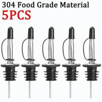 ราคา 5ชิ้นที่เทไวน์สแตนเลสฝาจุกน้ำมันมะกอกที่ปิดซอสน้ำส้มสายชูหัวจุกสำหรับขวดน้ำมันมะกอกหัวฉีดเปิดอัตโนมัติที่เปิดจุกขวดเหล้าไวน์ (21847037308)