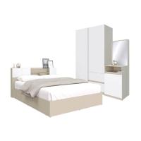 ราคา Koncept Furniture ชุดห้องนอน ขนาด 6 ฟุต รุ่น Hollyn สีผ้าครีมตัด ขาว (21406948052)
