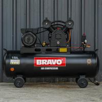 ราคา ใหม่มาเเรง ปั๊มลมสายพาน BRAVO ขนาด 150 ลิตร 3 แรง 2 สูบ ลูกสูบ 65 มิล สีใหม่ Black Edition (21813652365)