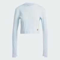 ราคา adidas ไลฟ์สไตล์ เสื้อครอปแขนยาวแต่งผ้าริบ Lounge ผู้หญิง สีน้ำเงิน IJ8433 (21454252509)