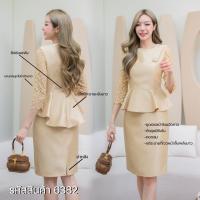 ราคา 6382 เดรสผ้าไหมแขนแต่งลูกไม้ผ้าฝ้าย งานหน้าสั้นหลังยาว SUKUNYA CLASSIC (21883601971)