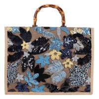 ราคา Double C กระเป๋าช้อปปิ้ง ผ้าลินิน ปักเลื่อม ทรงกลม ปักลายดอกไม้ มีซิป (21080896539)