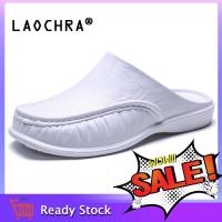 ราคา LAOCHRA รองเท้าแฟชั่นผู้ชายรองเท้าสวมหนังรองเท้าลำลองรองเท้าโลฟเฟอร์กึ่งแตะสีดำสีขาวสำหรับฤดูร้อน (12206963330)