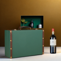 ราคา กล่องของขวัญกล่องหนังใส่ไวน์ขวดใหญ่กล่องเปล่าบรรจุ2ขวดคู่กล่องใส่ไวน์แดงใช้ได้ทั่วไปกระเป๋าเดินทาง (20641272887)