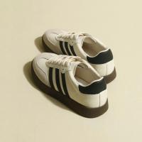 ราคา Laz Nigori รองเท้าฝึกสไตล์เยอรมันวินเทจรองเท้าสตรีสีขาวเล็กแบนรองเท้ากีฬาลำลอง (20698278849)