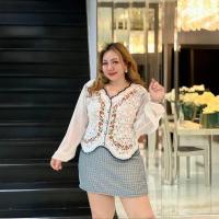ราคา Plus size เสื้อถักไหมพรมปักดอกไม้แขนชีฟองของสาวอวบ ชุดแฟชั่นผู้หญิงอ้วน สไตล์หรูหรา วินเทจ รุ่น ส ลัยนา S16 (22019406874)