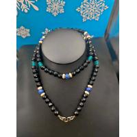 ราคา สร้อยหินนิลดำ แต่งหินสีฟ้า ขนาด 8 มิล 1 ห่วง (5678322305)