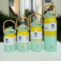 ราคา QCOOL กระบอกน้ำเก็บอุณหภูมิ 1000ml 1200ml 1500ml 1800ml สีทูโทน 2 หัวดื่ม มีหลอดในตัว (21414929347)