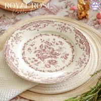 ราคา Violet Flamingo จานเซรามิครุ่น Royal Rose จานขนมขนาด 8 นิ้ว ลายกุหลาบ มี 3 สี จานสไตล์ยุโรป เข้าไมโครเวฟได้ (22116369483)