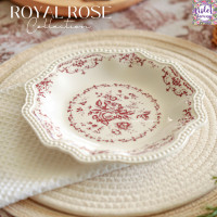 ราคา Violet Flamingo จานเซรามิครุ่น Royal Rose จานขนมขนาด 8 นิ้ว ลายกุหลาบ มี 3 สี จานสไตล์ยุโรป เข้าไมโครเวฟได้ (22153797927)