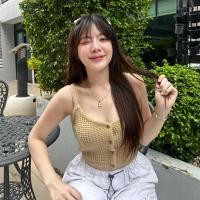 ราคา SpinnyHouse เสื้อสายเดี่ยว ผ้าไหมพรม กระดุมใช้งานได้จริง ทรงนี้คือแต่งแมตช์ลุคง่ายสุด คือได้หมด รุ่น ถักกระดุม (20590135111)