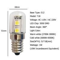 ราคา 1W หลอดไฟ LED T18S E12สกรู E17 AC 110V 220V ไฟสีขาวไฟอุ่นตู้เย็นไฟ LED เครื่องเย็บผ้า (21480840620)