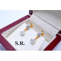 ราคา S R ต่างหูห่วงทองฝั่งเพชรรูปหัวใจเพชรเม็ดละ 0 01 ตังค์ ขาวสวยไฟดีน้ำ 100 พร้อมใบรับรองสินค้าเคลือบทองคำแท้ 100 (21586687954)