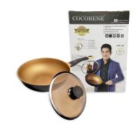 ราคา COCOBENE GOLD STONE กระทะเคลือบหินอ่อนทอง 10 ชั้น ขนาด 24 30 32 cm พร้อมฝาปิด ใช้ได้กับเตาแม่เหล็กไฟฟ้าได้ (22120402267)