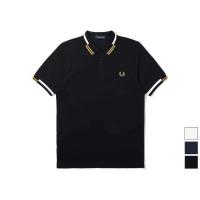 ราคา FRED PERRY อังกฤษแท้22 Perry FP Grain ยอดนิยมแฟชั่นผู้ชายผ้าฝ้ายเสื้อ Lapel เสื้อโปโลแขนสั้นเสื้อยืดสีดำ (16783248890)