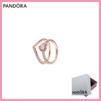ราคา สินค้าปลอดภาษี ของแท้ pandoras925 สเตอร์ลิงเงินเครื่องประดับผู้หญิงของขวัญ NAMPS0232 ประกายสีชมพู ชุดแหวน Heart Wishbone (21204160308)