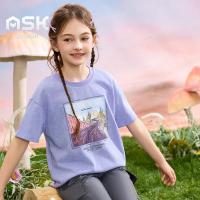 ราคา ASK JUNIOR เสื้อยืดวินเทจของเด็กผู้หญิงเด็กผู้หญิง4 15ปีเสื้อแขนสั้นผ้าบาติกระบายอากาศบางสำหรับฤดูร้อน (21978799711)