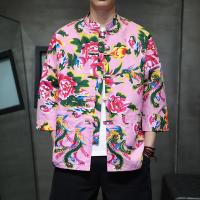 ราคา Loldeal เสื้อเชิ้ตแขนสั้นลายดอกไม้ขนาดใหญ่ตะวันออกเฉียงเหนือของผู้ชายเสื้อชุดจีนแบบยืนขึ้นกระดุมคอเสื้อ (21585877256)
