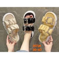ราคา รองเท้าผู้หญิง รองเท้าส้นเตารีด พื้นหนา รัดข้อ ประดับเพชร หนังนิ่มมาก (20476811055)