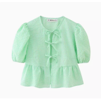 ราคา SAY APPAREL Front tied ruffle top เสื้อเบลาส์แขนพอง ผูกโบว์ด้านหน้า (22050427132)