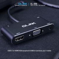 ราคา ตัวแปลงสัญญาณภาพ สายแปลงภาพพอร์ต USB Type C สู่พอร์ต HDMI VGA รุ่นGlink GLK GL058 (22092758919)