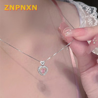 ราคา ZNPNXN สร้อยคอจี้พลอยเทียมหัวใจสีชมพูวินเทจสำหรับผู้หญิงแฟชั่นงดงามรูปกระดูกไหปลาร้าโซ่เครื่องประดับ (21515242516)