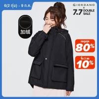 ราคา GIORDANO Women Jackets Polar Fleece Lined Hooded Windbreakers Raglan Sleeve Flap Pockets Loose Windproof Casual Jackets 13372783 (22155732436)