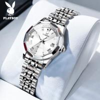 ราคา playboy watch for women นาฬิกา ผู้หญิง กันน้ำ ปฏิทิน ส่องสว่าง สแตนเลส สายนาฬิกา นาฬิกาผู้หญิง 100 นาฬิกา playboy แท้ (22234698304)