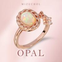 ราคา Mizuchol แหวนเงินแท้ชุบ Rose Gold ประดับพลอยโอปอล Pink Tiara Ring Opal (16050216382)