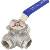 ราคา 1 2 3 Way Stainless Steel BSP Thread Ball Valve DN15 ball Valve T type L type (20087820524)