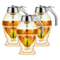 ราคา Honey Dispenser No Drip Syrup Container with Stand Beautiful Honeycomb Shaped Honey Pot Syrup Sugar Container 3 Pack (19477486615)