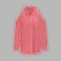 ราคา พร้อมส่ง เสื้อผ้าไหมอิตาลี เสื้อแขนยาวกระดิ่งเว้าไหล่กระดุมหน้า A4221 (22063145020)