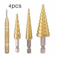 ราคา Free Shipping 7 Pcs of step drill woodworking pull slot saw drill center punch set set of triangular handle drill bit high speed steel pagoda drill set (21645745762)