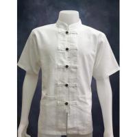 ราคา เสื้อผ้าฝ้าย ผ้าพื้นเมือง น้ำไหล คอจีน กระดุมกะลา 5 เม็ด แขนสั้น (19145864258)
