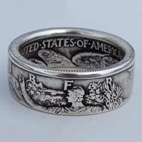 ราคา Creativity Half Dollar Coin Vintage Silver Stainless Steel Men Women Fashion Jewelry Punk Rings Cincin (13918662616)