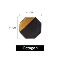 ราคา ที่รองแก้วเซรามิกสีทองสำหรับเครื่องดื่มหินอ่อนสีขาวจานรองแก้วกาแฟที่รองแก้วสำหรับโต๊ะทำงานและโต๊ะกระจก (21178321429)