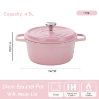 ราคา 20 24CM หม้อเคลือบมีฝา สีชมพูหม้อซุปเซรามิกหม้อความดันเคลือบหม้อเซรามิกไม่ติดขนมปังกรดสามารถใช้เตาอบ เตาแม่เหล็กไฟฟ้า เตาแก๊ส (20690704427)