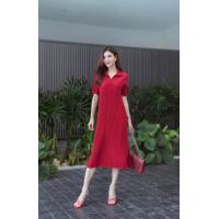 ราคา ชุดเดรสตัวยาวแขนสั้น ผ้าอัดพลีทเนื้อซามัวร์สีพื้น (20865944350)