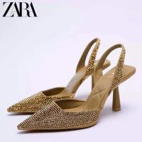 ราคา Zara รองเท้าส้นสูง ประดับเพชรเทียม สําหรับผู้หญิง (19777530172)