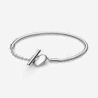 ราคา แพนดอร่า แท้ เงิน 925 14K สร้อยข้อมือ กำไล สร้อยข้อมือ Snake Bone T Clasp รูปหัวใจ ของแท้ (20307553298)