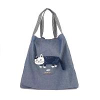 ราคา Exported To Japan Single Kusuguru Embroidered Knitted Sweater Printed Cat Large Capacity Big Cloth Bag Shopping Bag (21724874697)